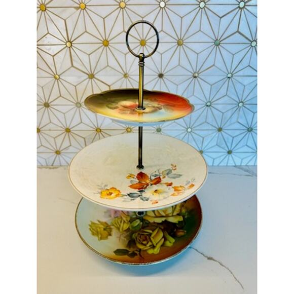 Three-Tier Dessert Stand | Vintage China ‎ | Bridal Decor - Picture 8 of 9